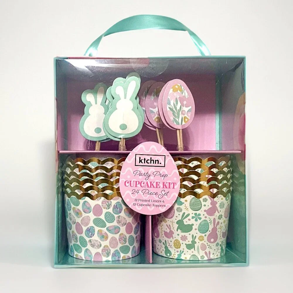 ktchn Party Prep Cupcake Kit 24 Piece Set,12 Printed Liners & 24 Cupcake Toppers